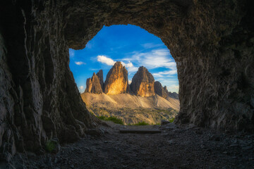 The Three peak , TRE CIME with sunset view point Landscape on Italy 