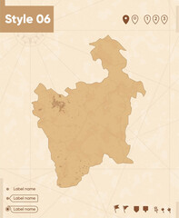 Potosi, Bolivia - map in vintage style, retro style map, sepia, vintage. Vector map.