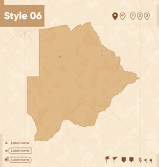 Botswana - map in vintage style, retro style map, sepia, vintage. Vector map.