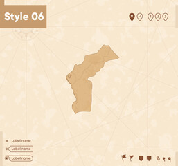Cabinda - map in vintage style, retro style map, sepia, vintage. Vector map.
