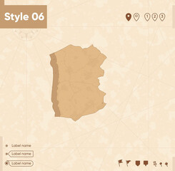 Tarapaca, Chile - map in vintage style, retro style map, sepia, vintage. Vector map.