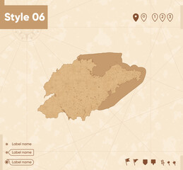 Shandong, China - map in vintage style, retro style map, sepia, vintage. Vector map.
