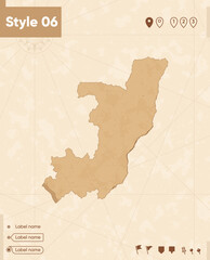 Congo - map in vintage style, retro style map, sepia, vintage. Vector map.