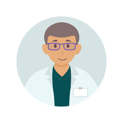 Flat doctor avatar for website chat window, support message chatting app Isolated on white background. Vector Illustration 10 eps