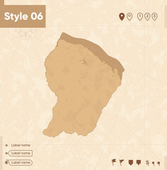 Guyane - map in vintage style, retro style map, sepia, vintage. Vector map.