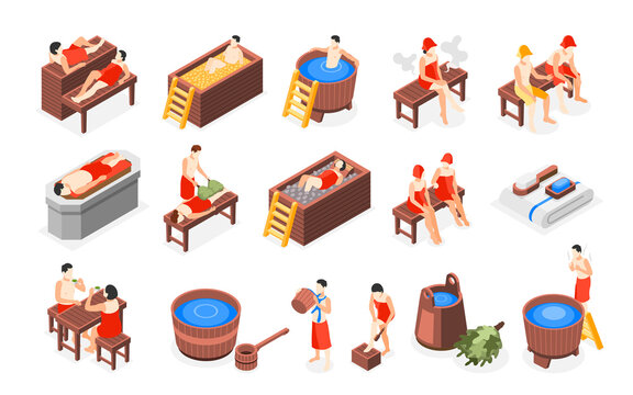 Bathhouse And Spa Relaxing Isometric Recolor Set