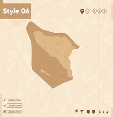 Aceh, Indonesia - map in vintage style, retro style map, sepia, vintage. Vector map.