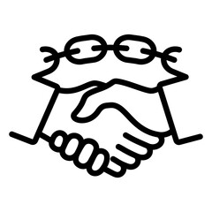 Teamwork or cooperation handshake icon, chain illustration