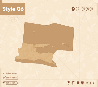 East Java, Indonesia - map in vintage style, retro style map, sepia, vintage. Vector map.