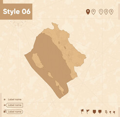 West Sumatra, Indonesia - map in vintage style, retro style map, sepia, vintage. Vector map.