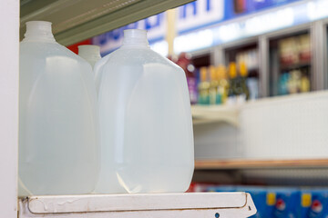 Water jug on store shelf