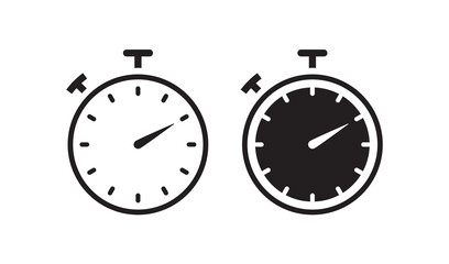 Timer icon vector set flat style isolated on on white background. Vector 10 eps
