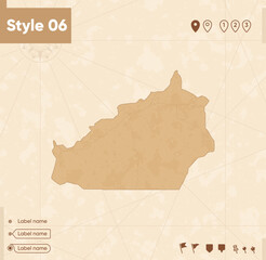 Semnan, Iran - map in vintage style, retro style map, sepia, vintage. Vector map.