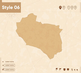 South Khorasan, Iran - map in vintage style, retro style map, sepia, vintage. Vector map.