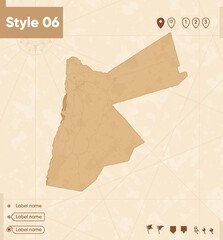 Jordan - map in vintage style, retro style map, sepia, vintage. Vector map.