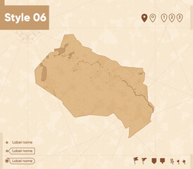 Kyzylorda, Kazakhstan - map in vintage style, retro style map, sepia, vintage. Vector map.