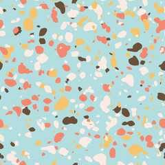 Terrazzo seamless pattern. Vector colorful pattern with pebbles and stone. Pattern ideal for wrapping paper, wallpaper, terrazzo flooring