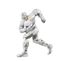 future soldier is walking on white background side view