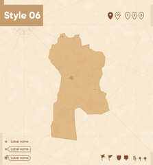 Bayankhongor, Mongolia - map in vintage style, retro style map, sepia, vintage. Vector map.