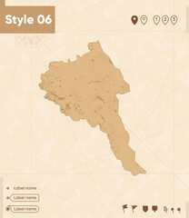 Bayan Olgii, Mongolia - map in vintage style, retro style map, sepia, vintage. Vector map.