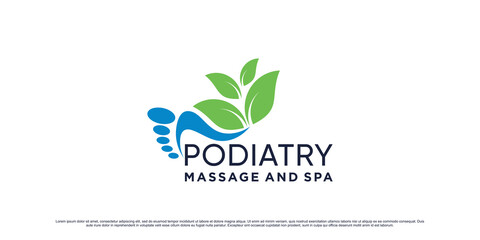 Podiatry logo design for natural massage and spa with creative element Premium Vector