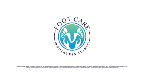 Foot care logo design template with creative element concept Premium Vector