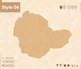 Sukhbaatar, Mongolia - map in vintage style, retro style map, sepia, vintage. Vector map.