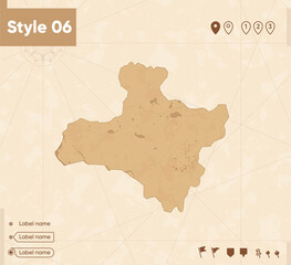 Zavkhan, Mongolia - map in vintage style, retro style map, sepia, vintage. Vector map.