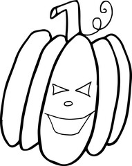 Hand drawn halloween pumkin face black and white isolated. Octoder 31. Stock vector illustration.