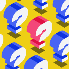 Question background isometric style, quiz symbol, examination test, bubble text, help sign, faq, banner. Question mark stamp. Ask help concept illustration. Vector 10 eps