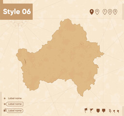 Bryansk Region, Russia - map in vintage style, retro style map, sepia, vintage. Vector map.