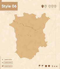 Chechen Republic, Russia - map in vintage style, retro style map, sepia, vintage. Vector map.