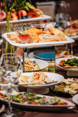 many dishes and snacks on the festive table