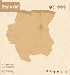 Suriname - map in vintage style, retro style map, sepia, vintage. Vector map.