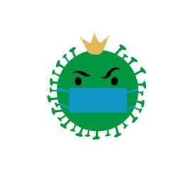 Fototapeta premium green serious coronavirus COVID-19 in blue mask 