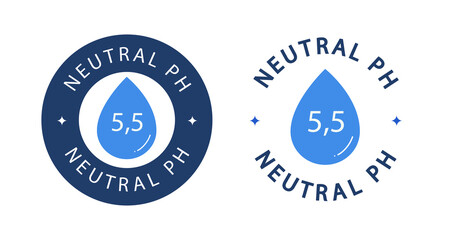 Fototapeta na wymiar Neutral ph symbol vector with drop range 5,5 - neutral balance skin emblem isolated on white background. Illustration eps10