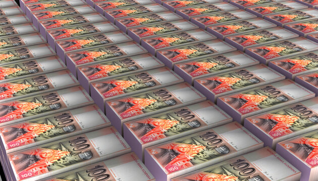 3D Pile of Slovakia 100 Korun Money banknote