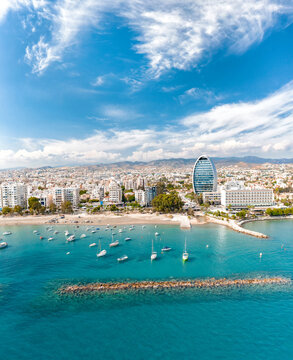 Limassol cityscape against blue sky. Cyprus