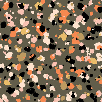 Terrazzo seamless pattern. Vector colorful pattern with pebbles and stone. Pattern ideal for wrapping paper, wallpaper, terrazzo flooring