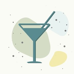 Vector icon cocktail   on multicolored background.