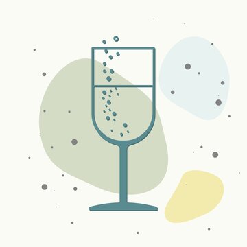 Champagne glass vector icon on multicolored background.