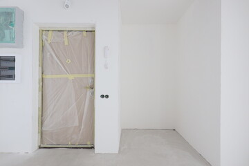 Empty white room without decoration and renovation