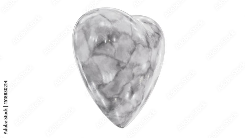 Poster realistic seamless looping animation of the spinning white marble or stone heart rendered in uhd wit