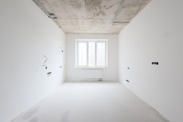 Empty white room without decoration and renovation