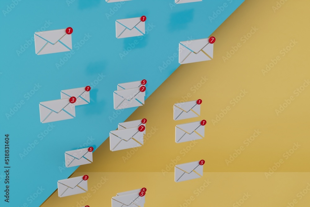 Poster email. modern technologies. checking for new messages in email. patterns of envelopes flying on a bl
