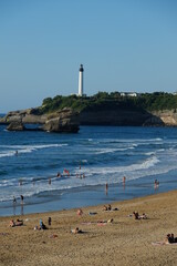 The beach of Biarritz in summer. The 8th July 2022, Basque country, France.