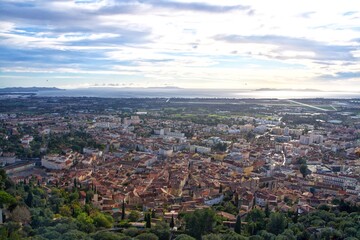 panorama of the landscape of the mediterranean in Hyeres, France 