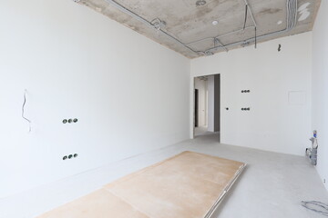 Empty white room without decoration and renovation