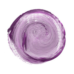 Acrylic velvet violet circle isolated on white background. Watercolor round shape