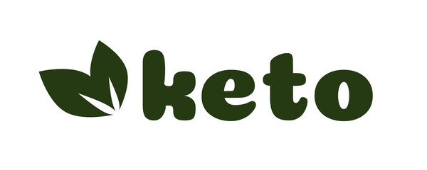 Keto diet nutrition vector symbol with green leaves texture isolated on white-ketogenic diet sign, keto diet menu. Vegetables icon eco friendly diet with leaves. 10 eps